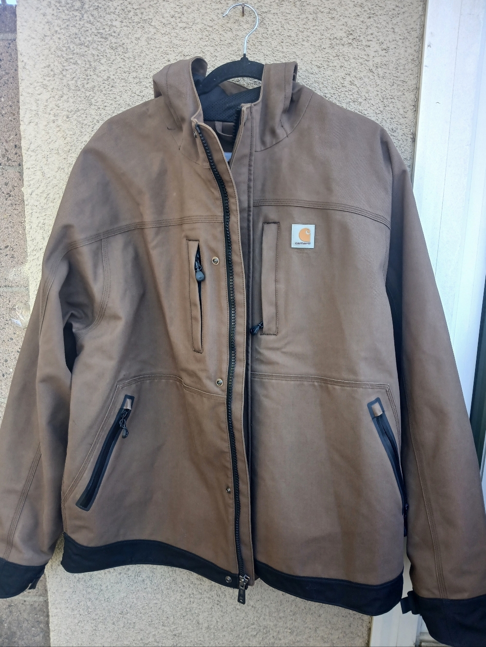 Carhartt Brown Hooded Storm DefenderJacket with Black Accents